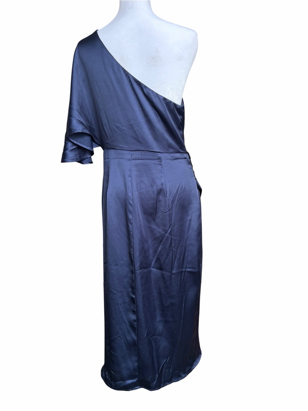 Cupshe Evonne Navy One-Shoulder Satin Sheath Dress - Picture 4 of 7